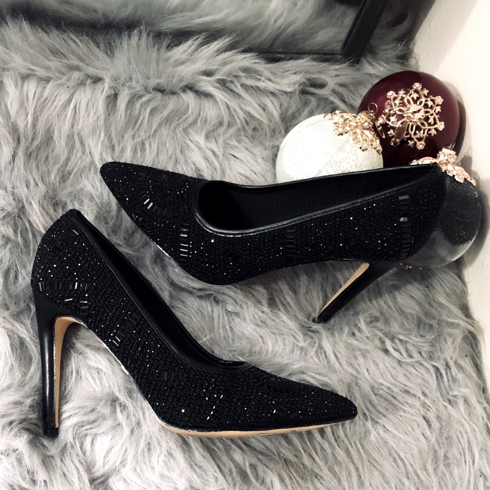 Lauren Lorraine embellished black heels size 8.5-9